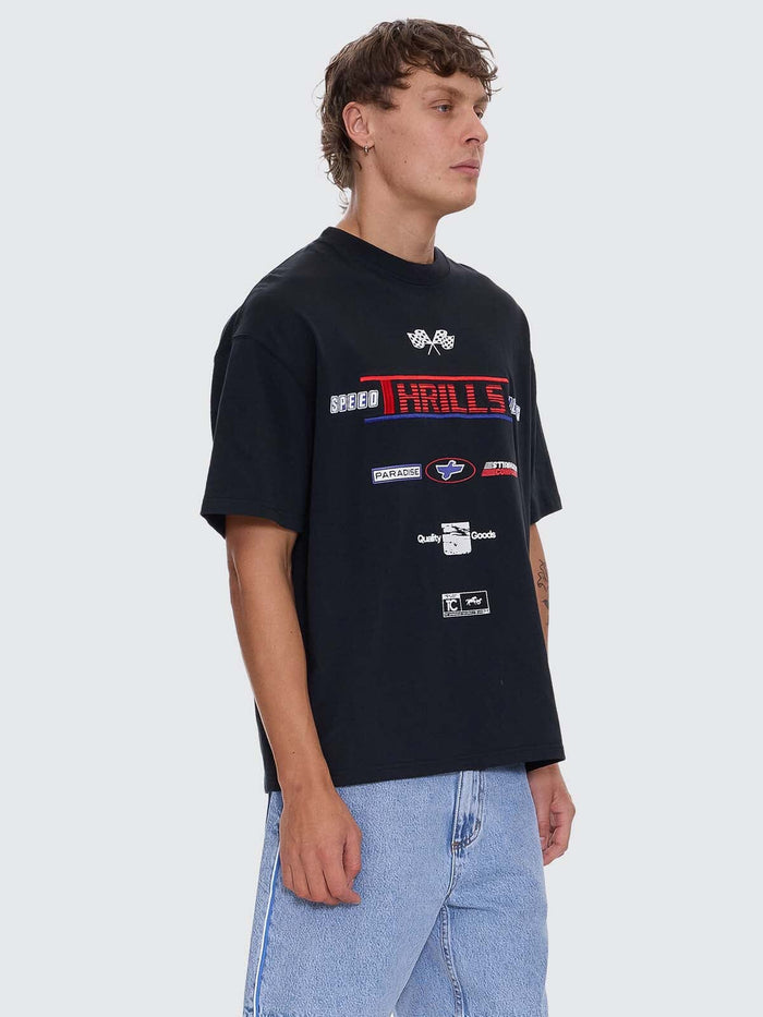 Rapid Fire Box Fit Oversize Tee - Washed Black XS