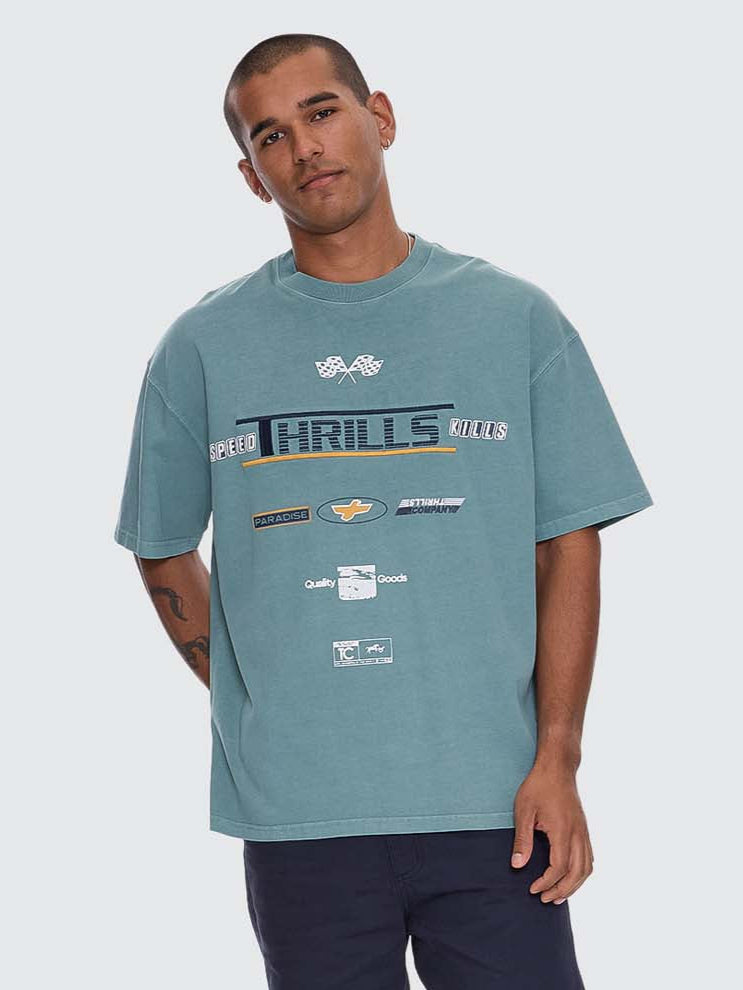 Rapid Fire Box Fit Oversize Tee - Green Coast XS