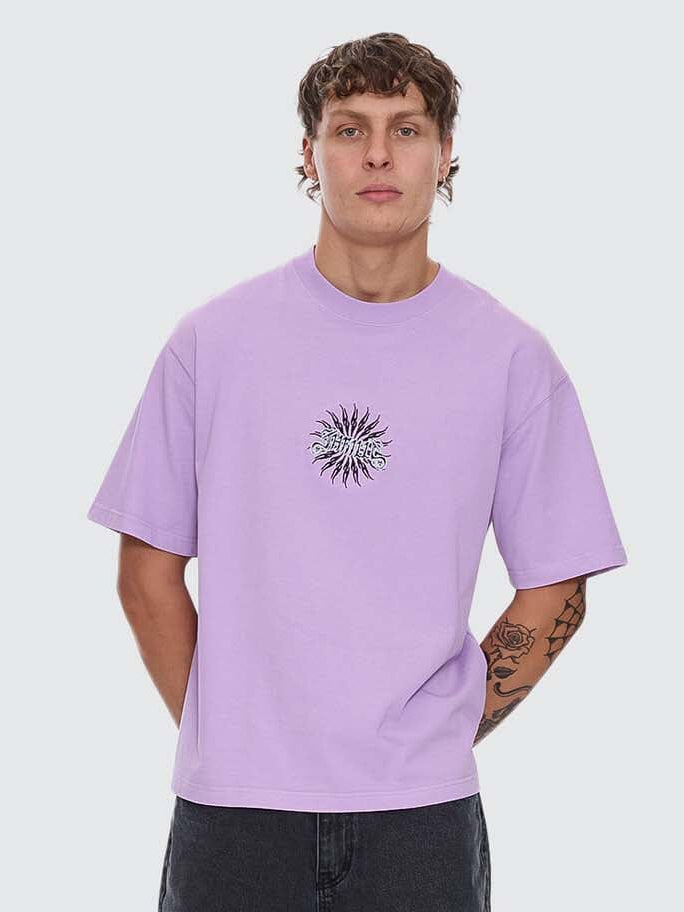 Peace Power Embro Box Fit Oversize Cropped Tee - Lupine XS
