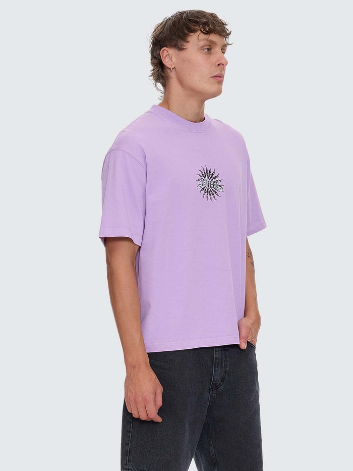 Peace Power Embro Box Fit Oversize Cropped Tee - Lupine XS