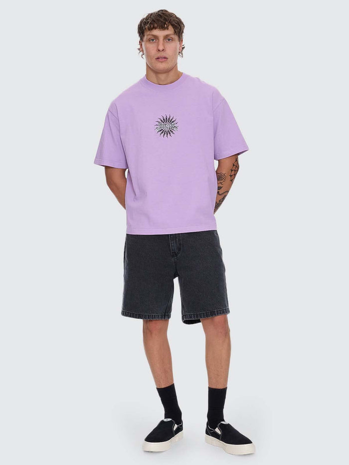 Peace Power Embro Box Fit Oversize Cropped Tee - Lupine XS