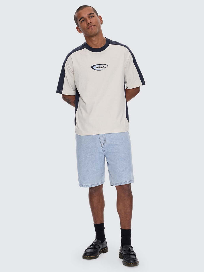 Fusion Panel Box Fit Oversize Cropped Tee - Heritage White XS