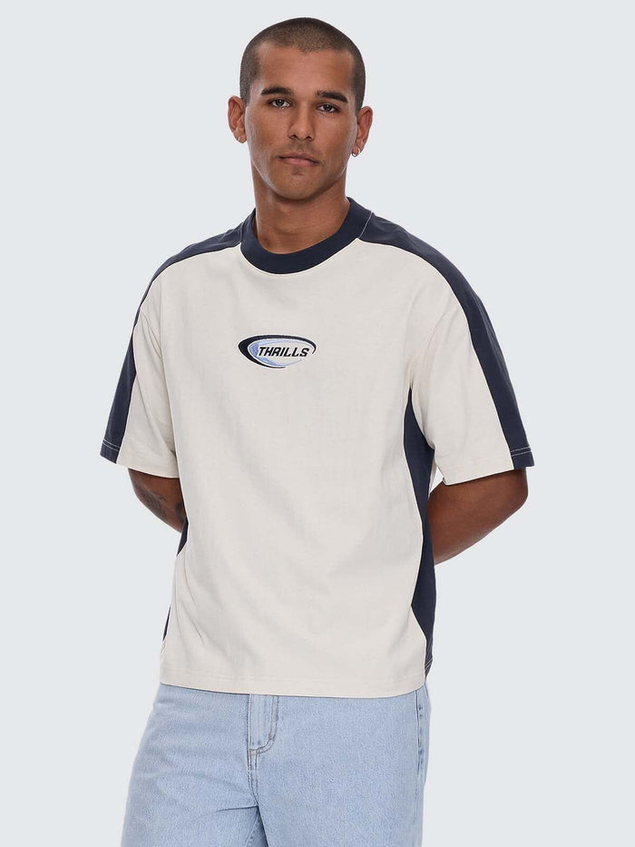 Fusion Panel Box Fit Oversize Cropped Tee - Heritage White XS