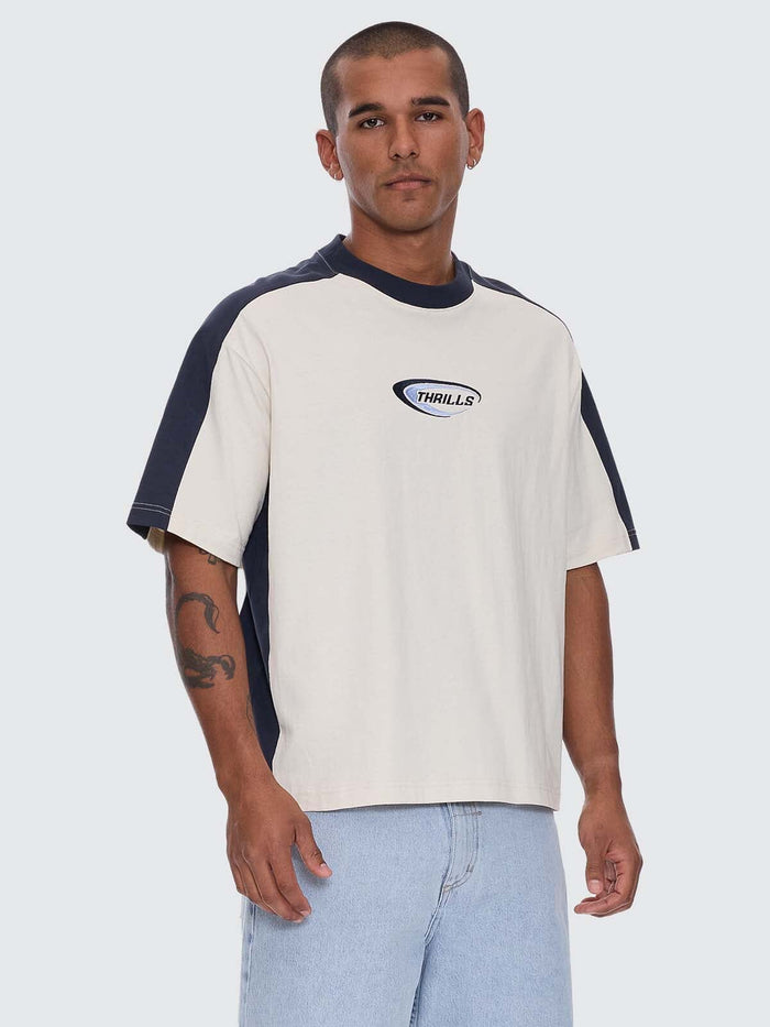 Fusion Panel Box Fit Oversize Cropped Tee - Heritage White XS