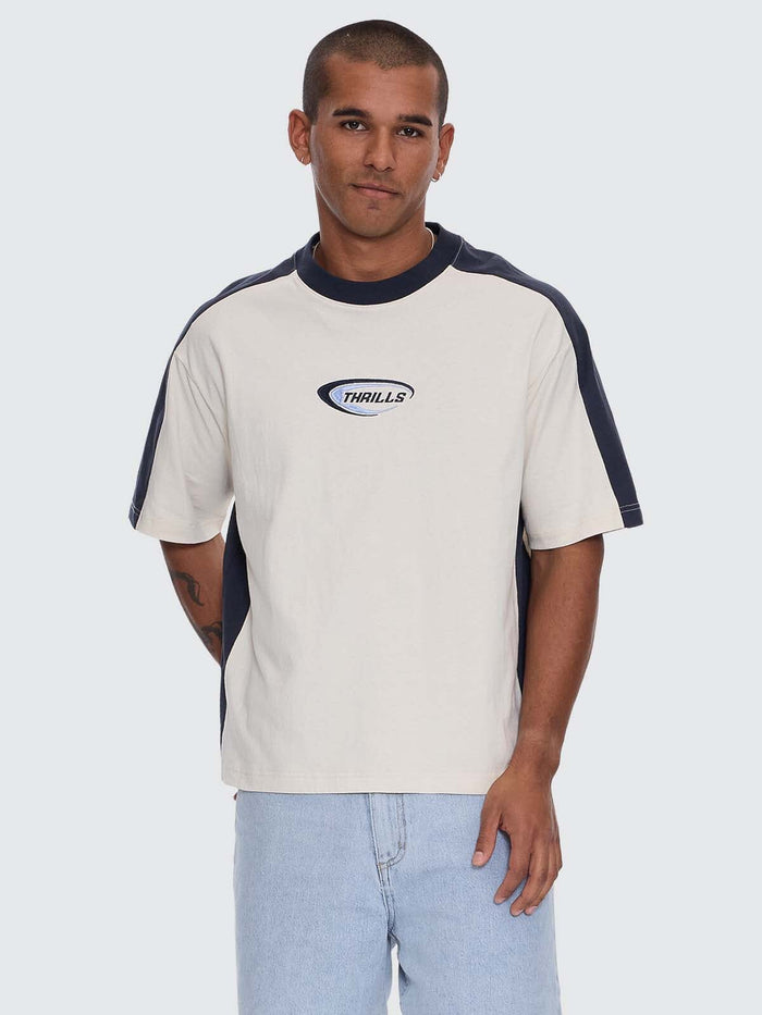 Fusion Panel Box Fit Oversize Cropped Tee - Heritage White XS