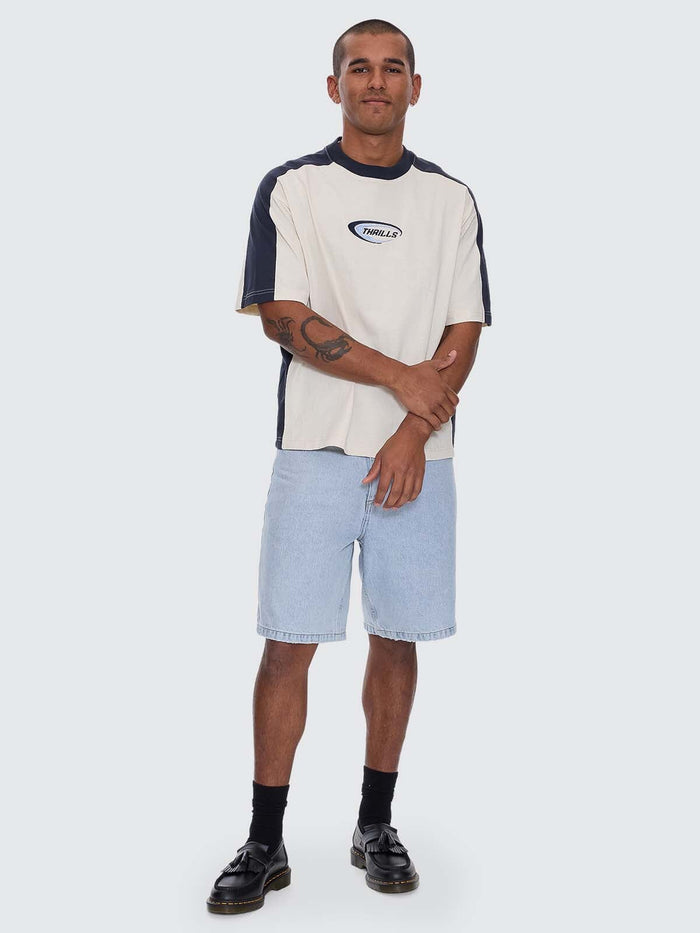 Fusion Panel Box Fit Oversize Cropped Tee - Heritage White XS