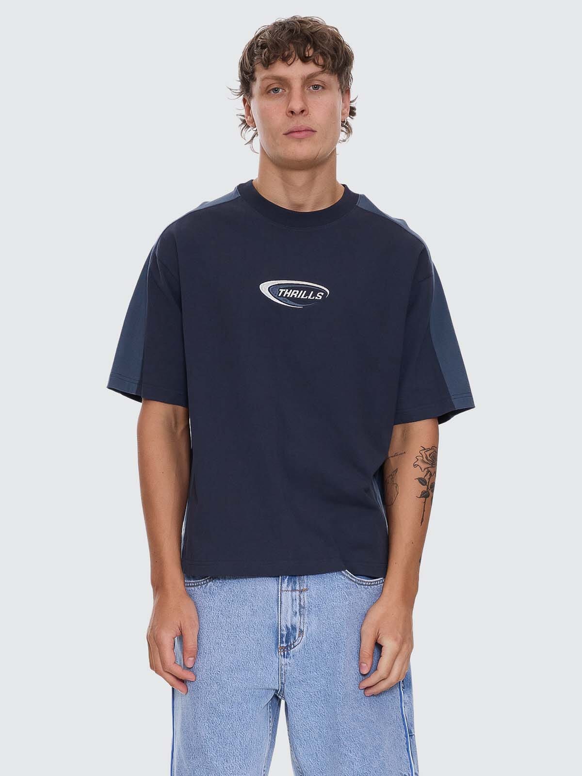 Fusion Panel Box Crop Tee - Total Eclipse | Thrills Co.