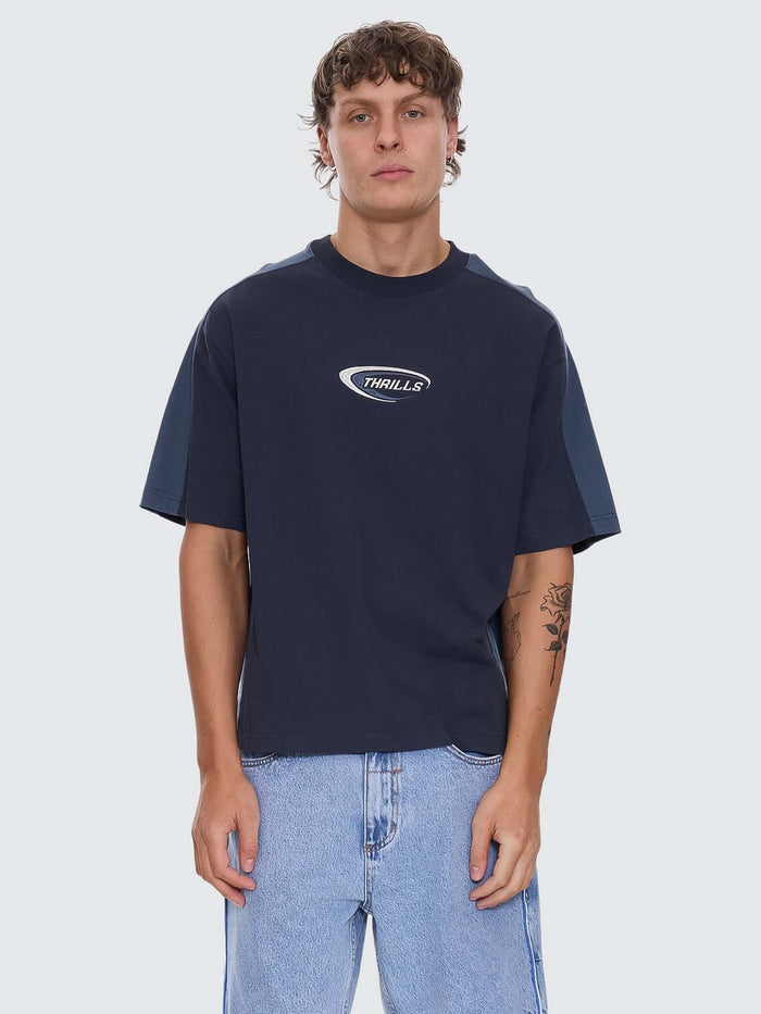 Fusion Panel Box Fit Oversize Cropped Tee - Total Eclipse XS