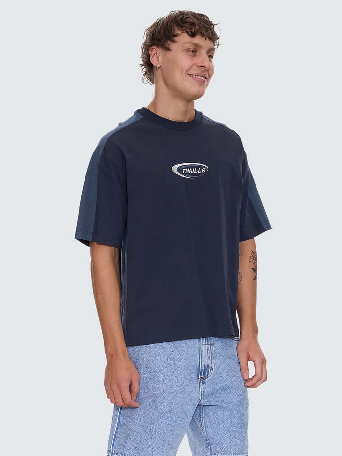 Fusion Panel Box Fit Oversize Cropped Tee - Total Eclipse XS