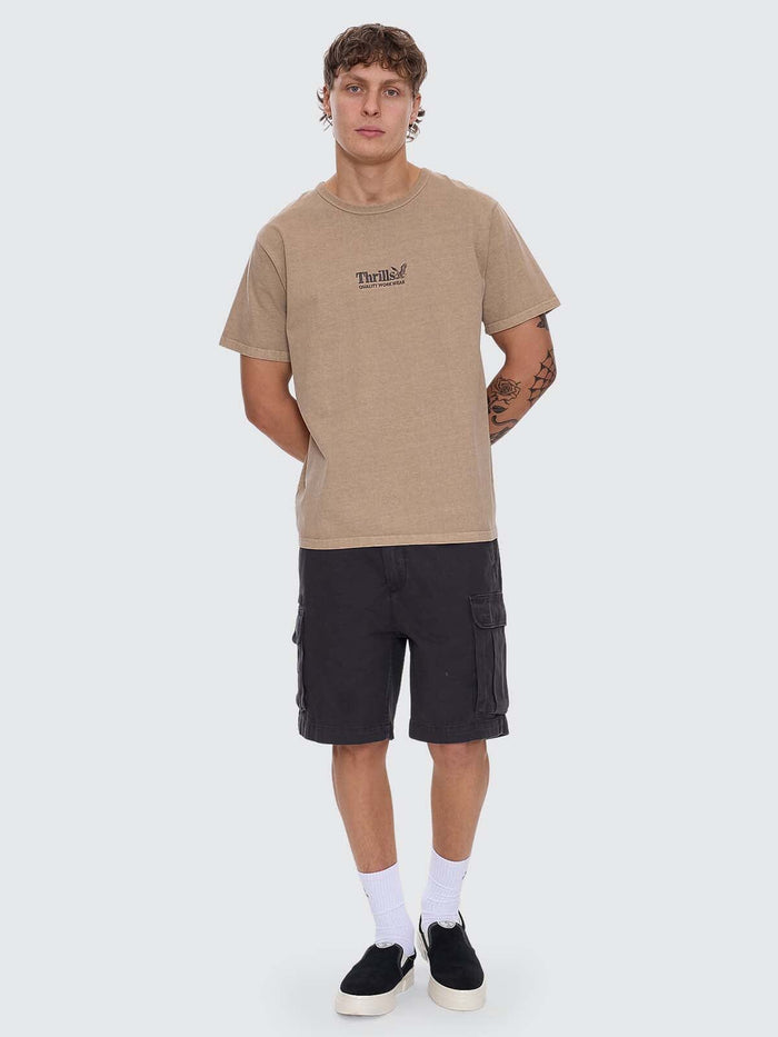 Thrills Workwear Embro Merch Fit Tee - Sand XS