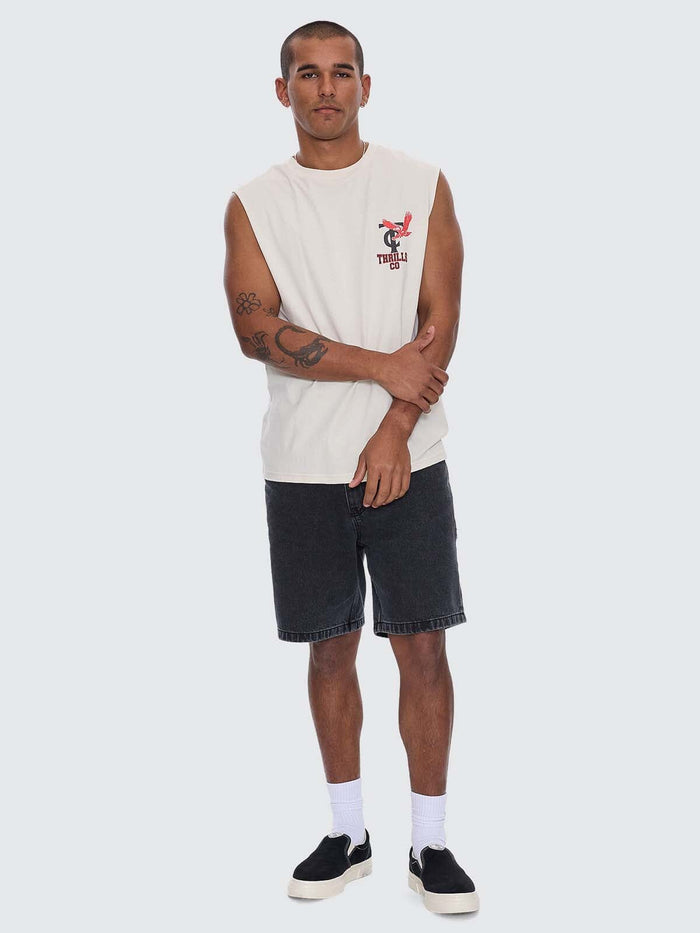 Wonder World Merch Fit Muscle Tee - Heritage White XS