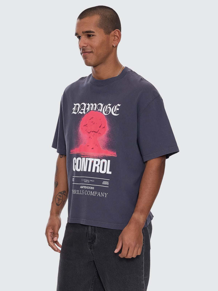 Damage Control Box Fit Oversize Cropped Tee - Ebony XS