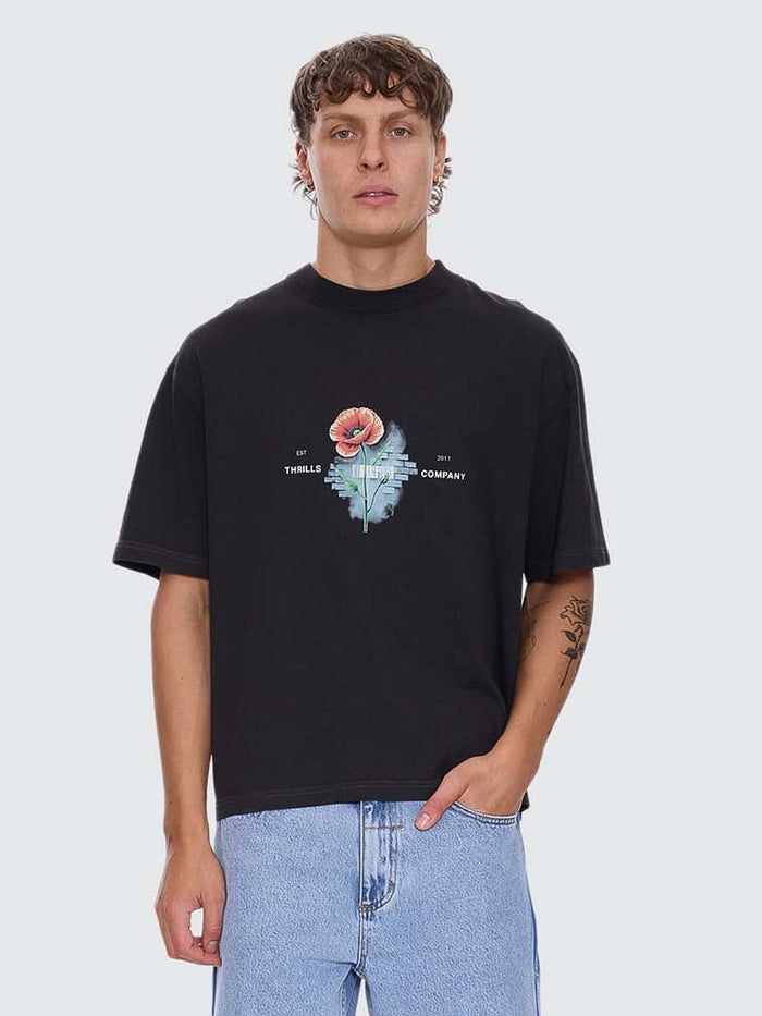 Deadly Popular Box Fit Oversize Cropped Tee - Faded Black XS