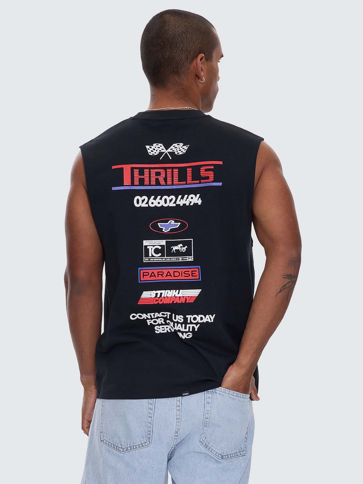 Rapid Fire Box Fit Oversize Muscle Tee - Washed Black XS