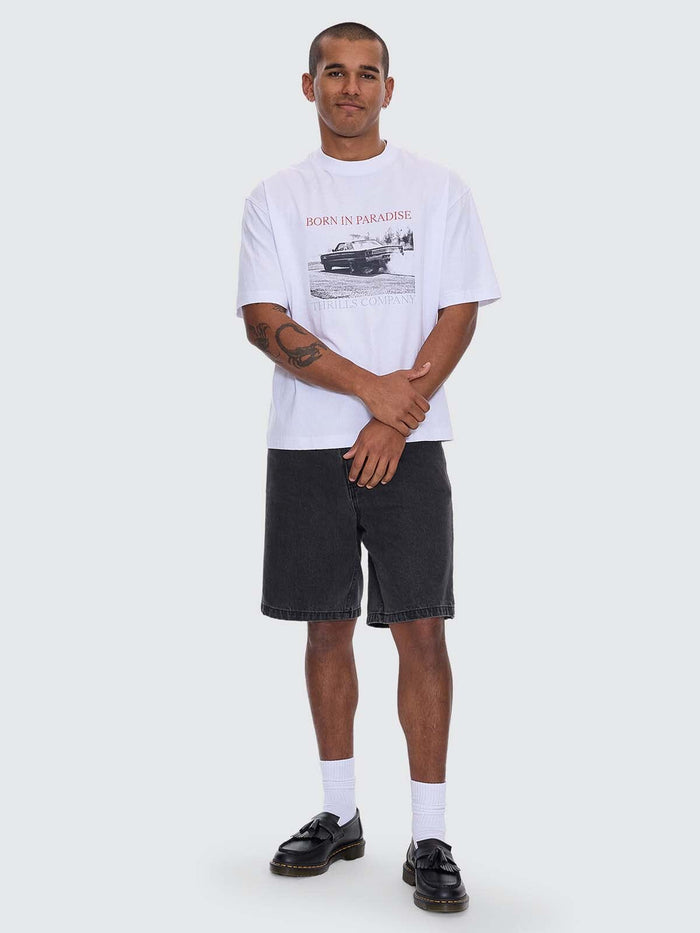 Metal and Dust Box Fit Oversize Cropped Tee - White XS