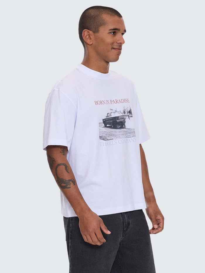 Metal and Dust Box Fit Oversize Cropped Tee - White XS