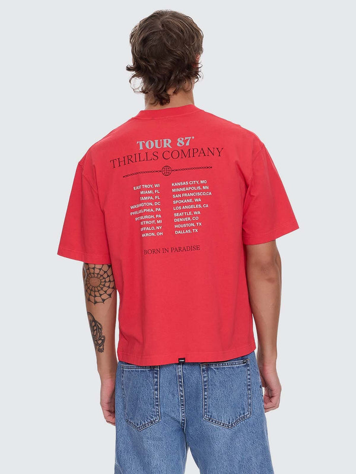Metal and Dust Box Fit Oversize Cropped Tee - Flame Red XS