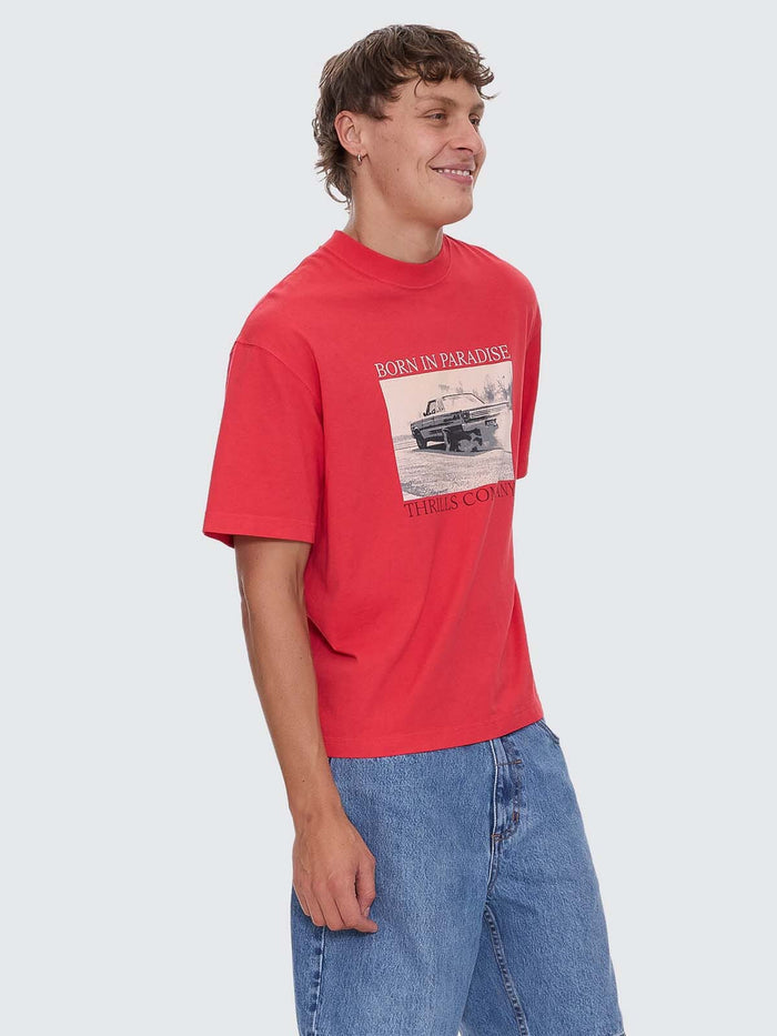 Metal and Dust Box Fit Oversize Cropped Tee - Flame Red XS