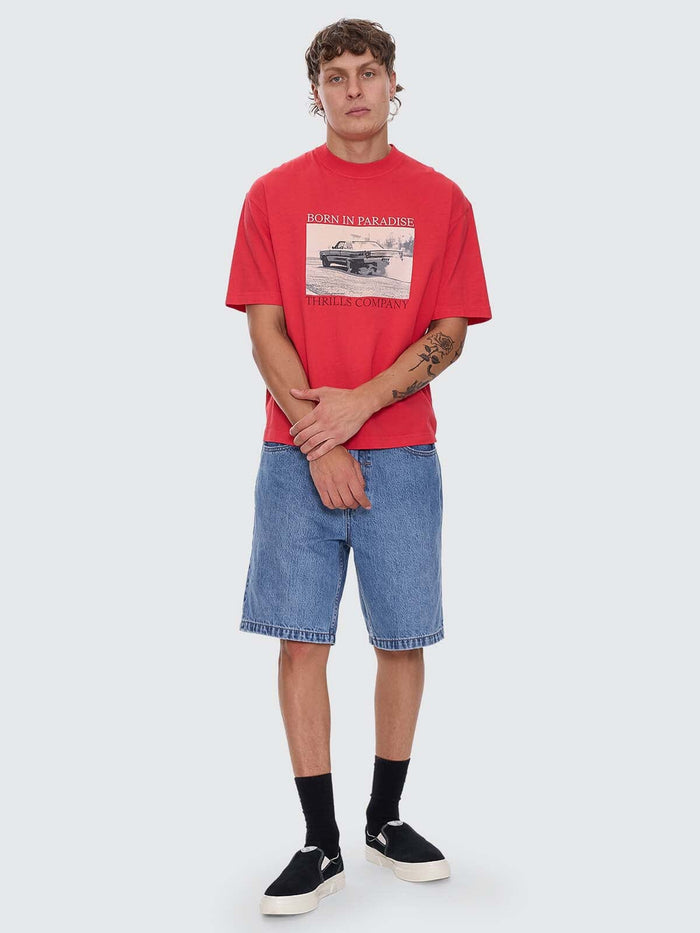 Metal and Dust Box Fit Oversize Cropped Tee - Flame Red XS