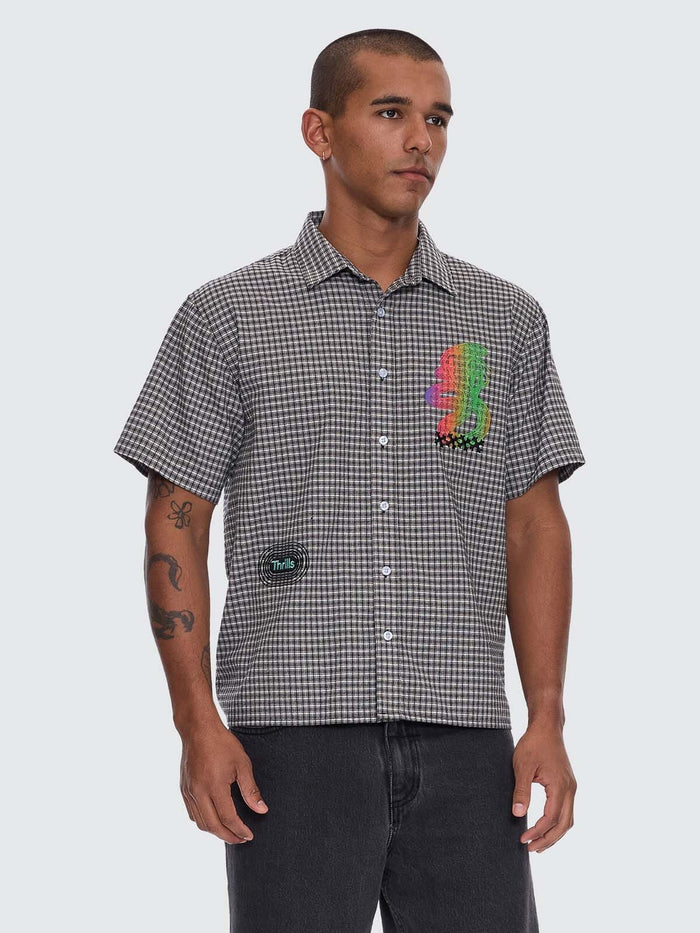 It's In The Cards Short Sleeve Cropped Shirt - Black