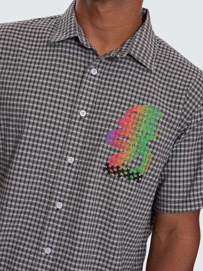 It's In The Cards Short Sleeve Cropped Shirt - Black