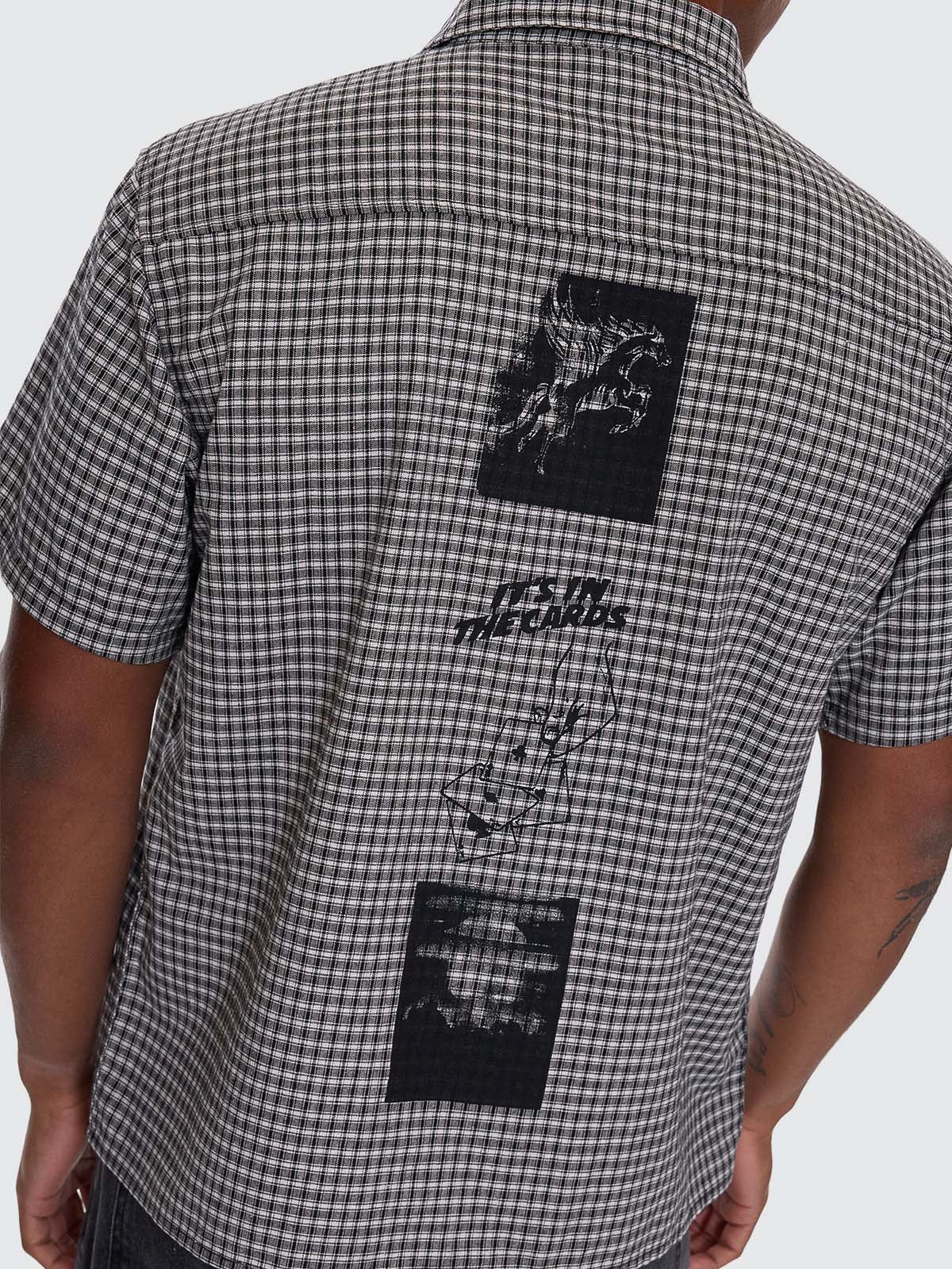 It's In The Cards Short Sleeve Cropped Shirt - Black