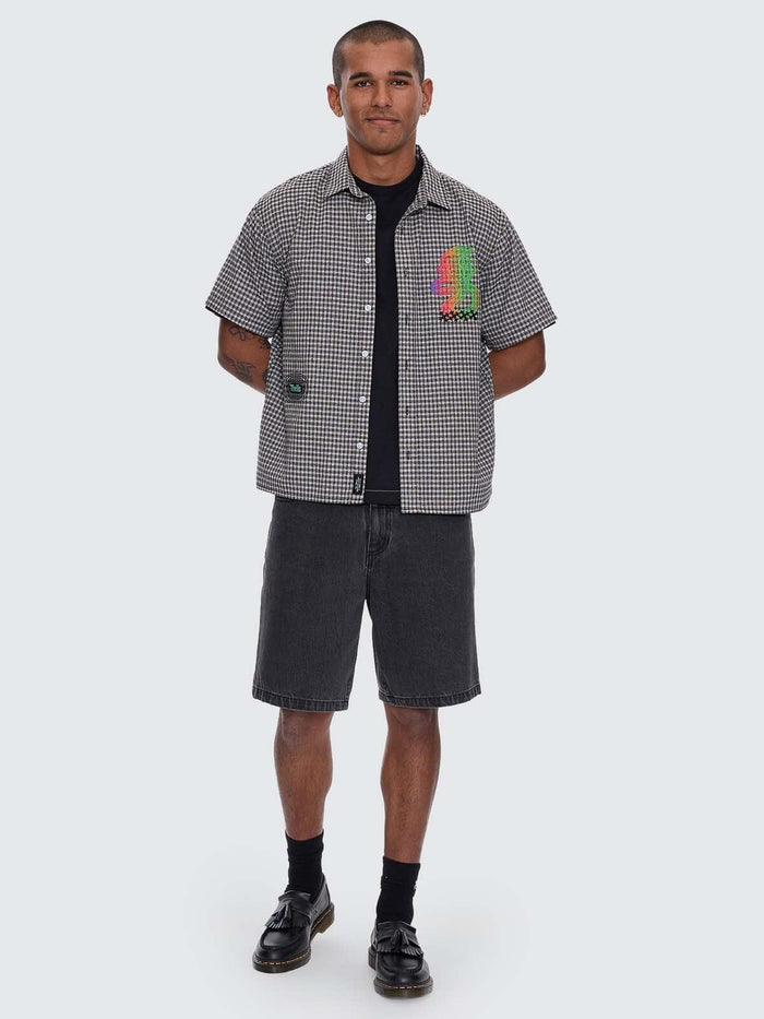 It's In The Cards Short Sleeve Cropped Shirt - Black