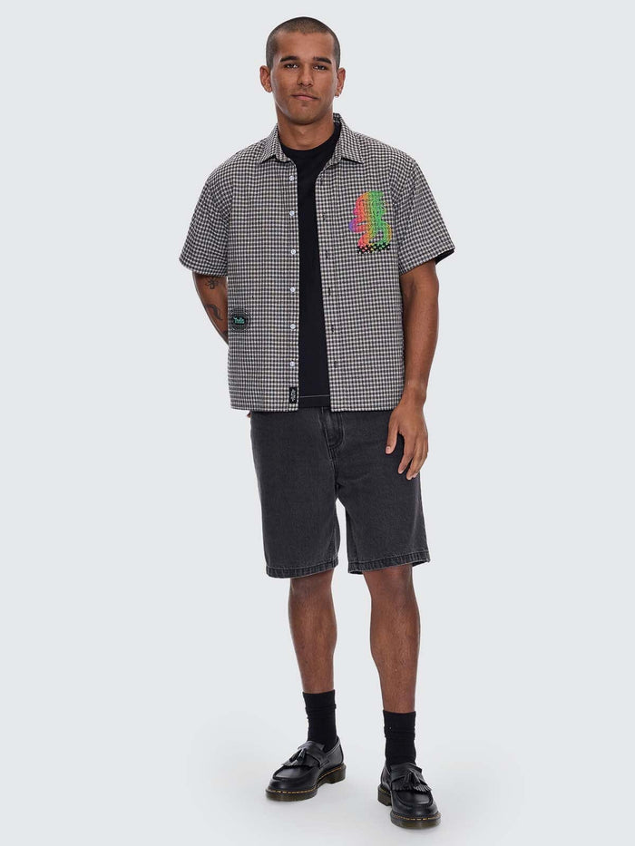 It's In The Cards Short Sleeve Cropped Shirt - Black