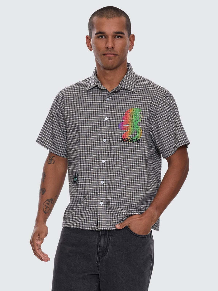 It's In The Cards Short Sleeve Cropped Shirt - Black