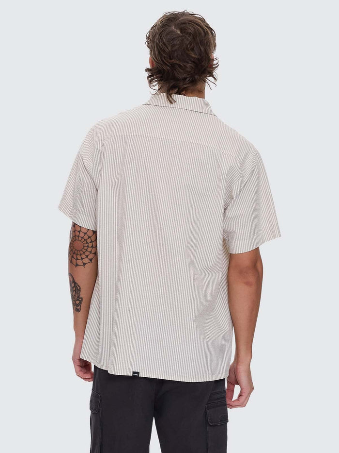 Beauty Around Us Short Sleeve Stripe Work Shirt - Acorn XS