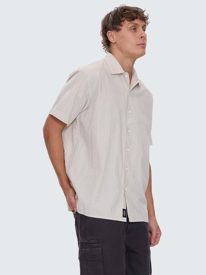 Beauty Around Us Short Sleeve Stripe Work Shirt - Acorn XS