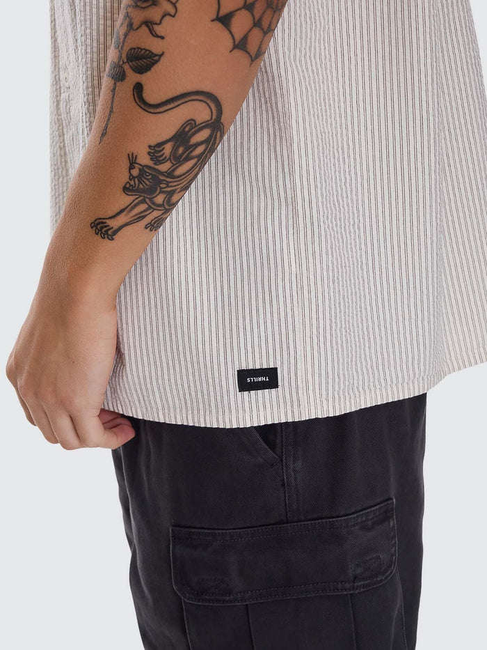 Beauty Around Us Short Sleeve Stripe Work Shirt - Acorn XS