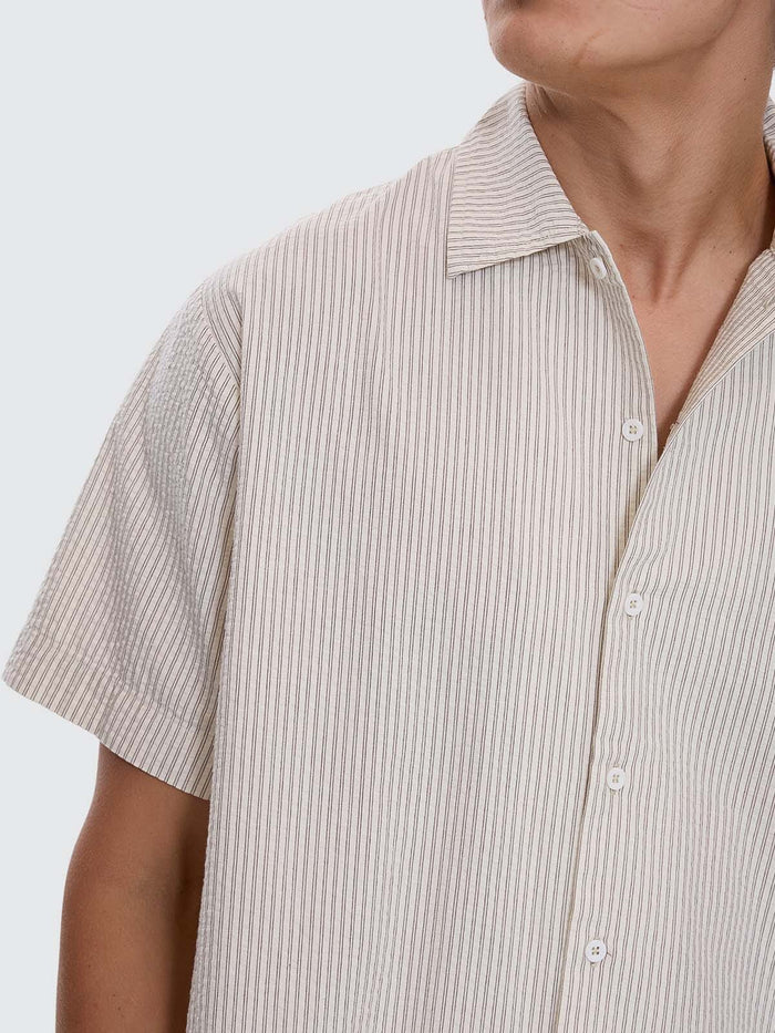 Beauty Around Us Short Sleeve Stripe Work Shirt - Acorn XS