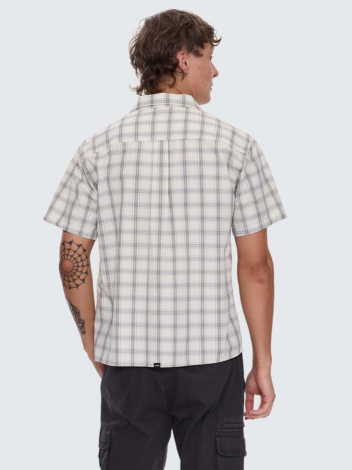 Touch The Sky Check Short Sleeve Cropped Shirt - Heritage White XS