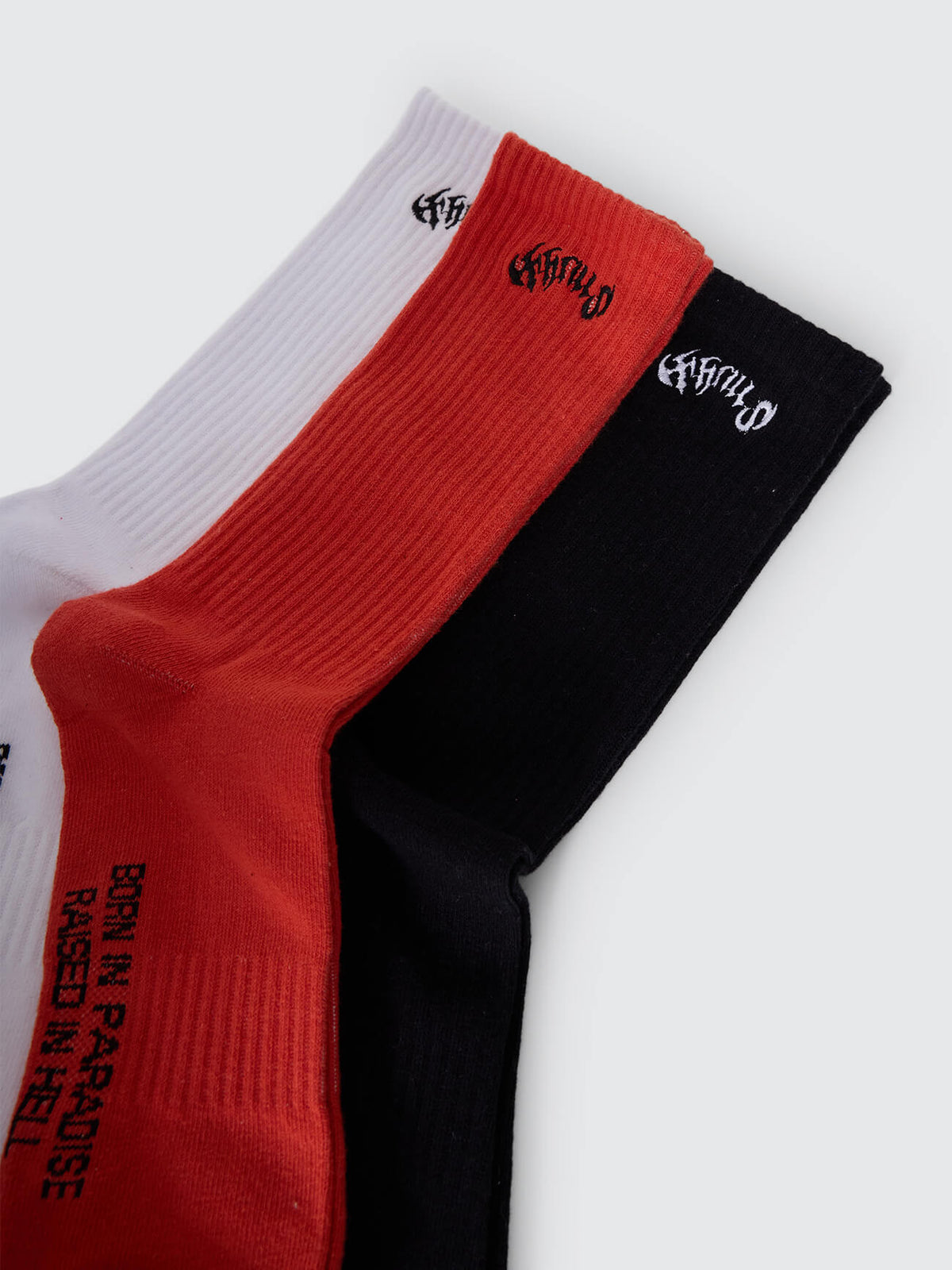 Staggered 3 Pack Sock - Poinciana - White - Black One Size