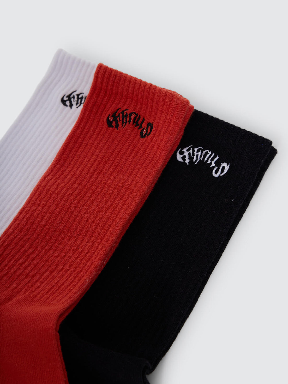 Staggered 3 Pack Sock - Poinciana - White - Black One Size