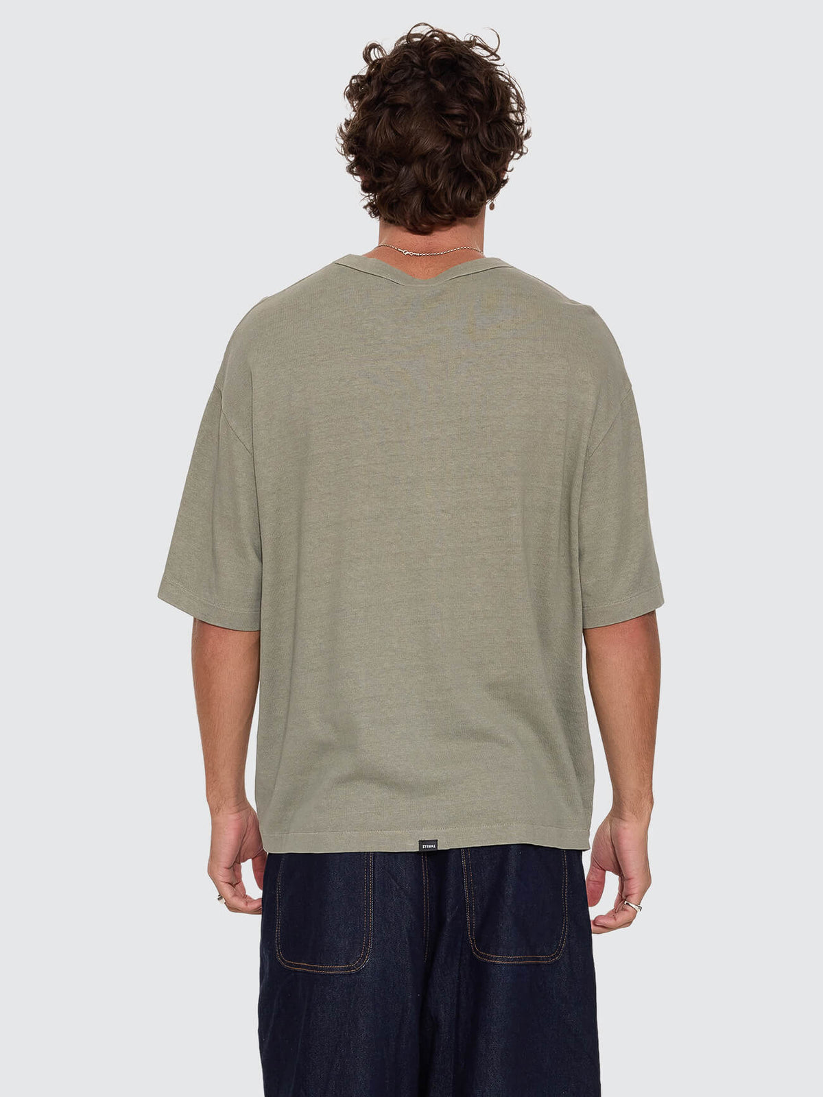 Hemp Thrills Embro Box Crop Tee - Dust Army XS
