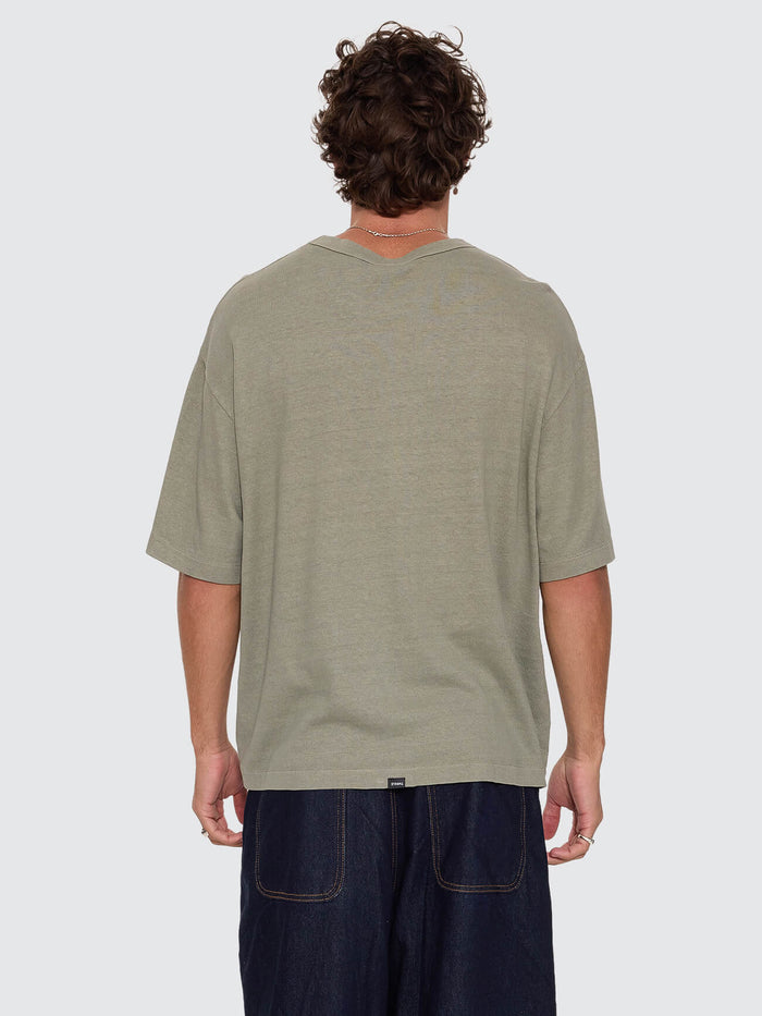 Hemp Thrills Embro Box Crop Tee - Dust Army XS