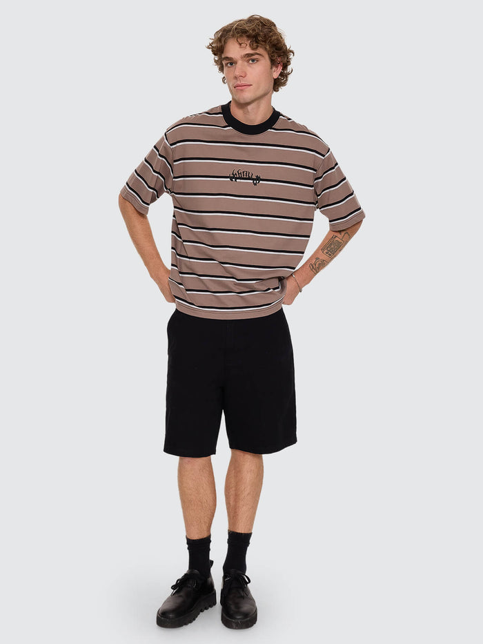 Staggered Big Stripe Box Crop Tee - Falcon XS