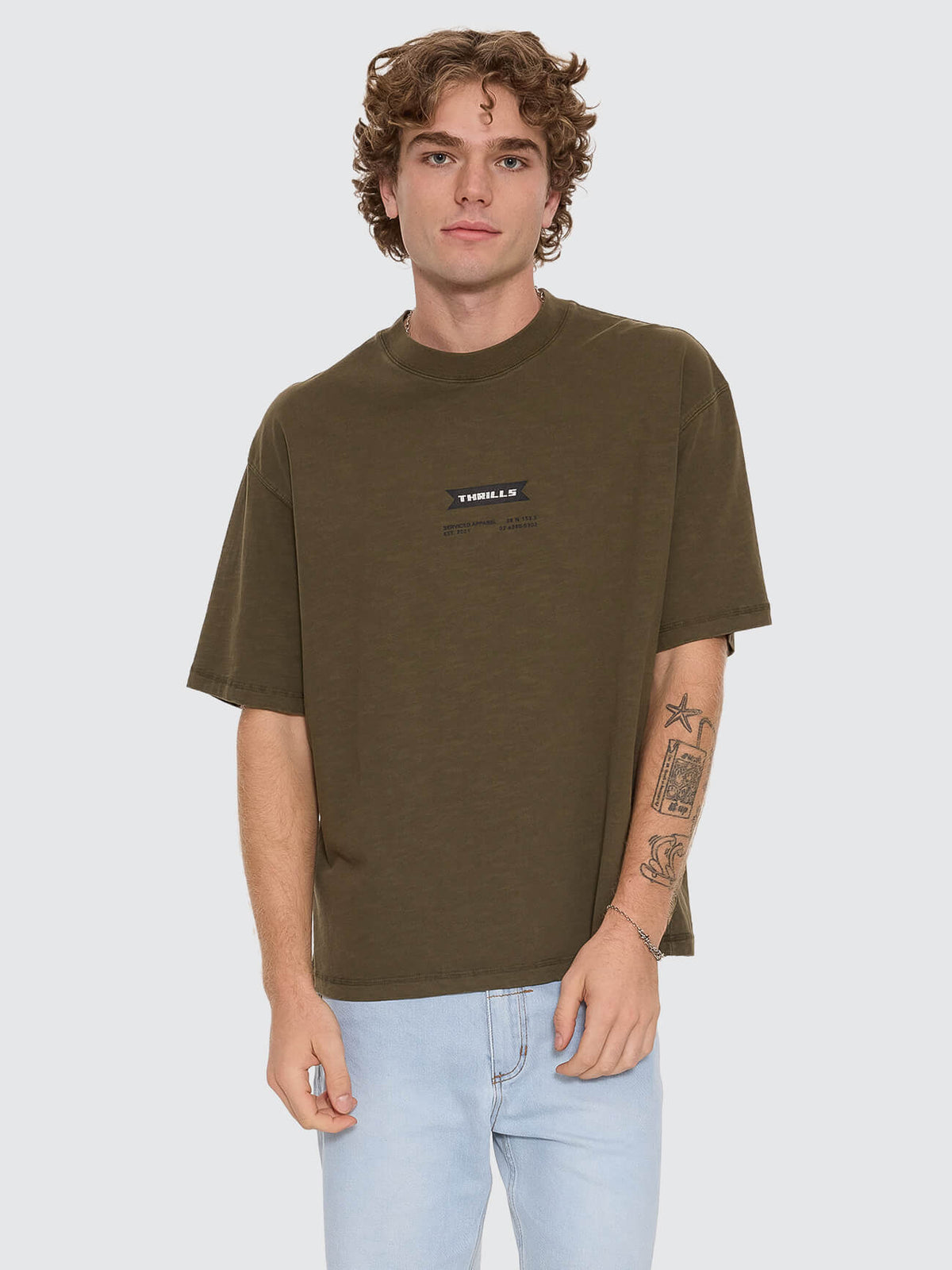 Serviced Box Crop Tee - Military XS