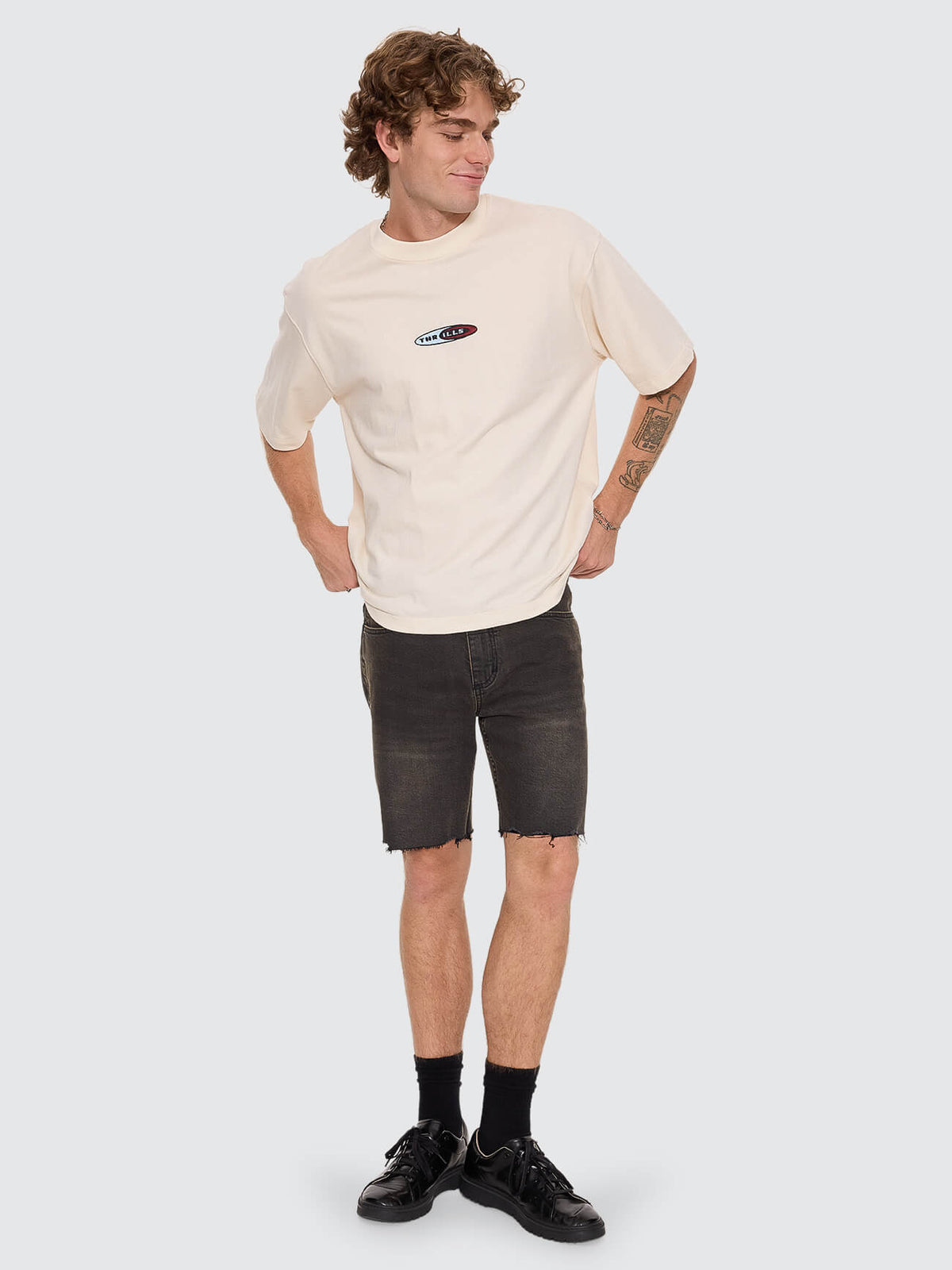 Mad Dogs Embro Box Crop Tee - Unbleached XS