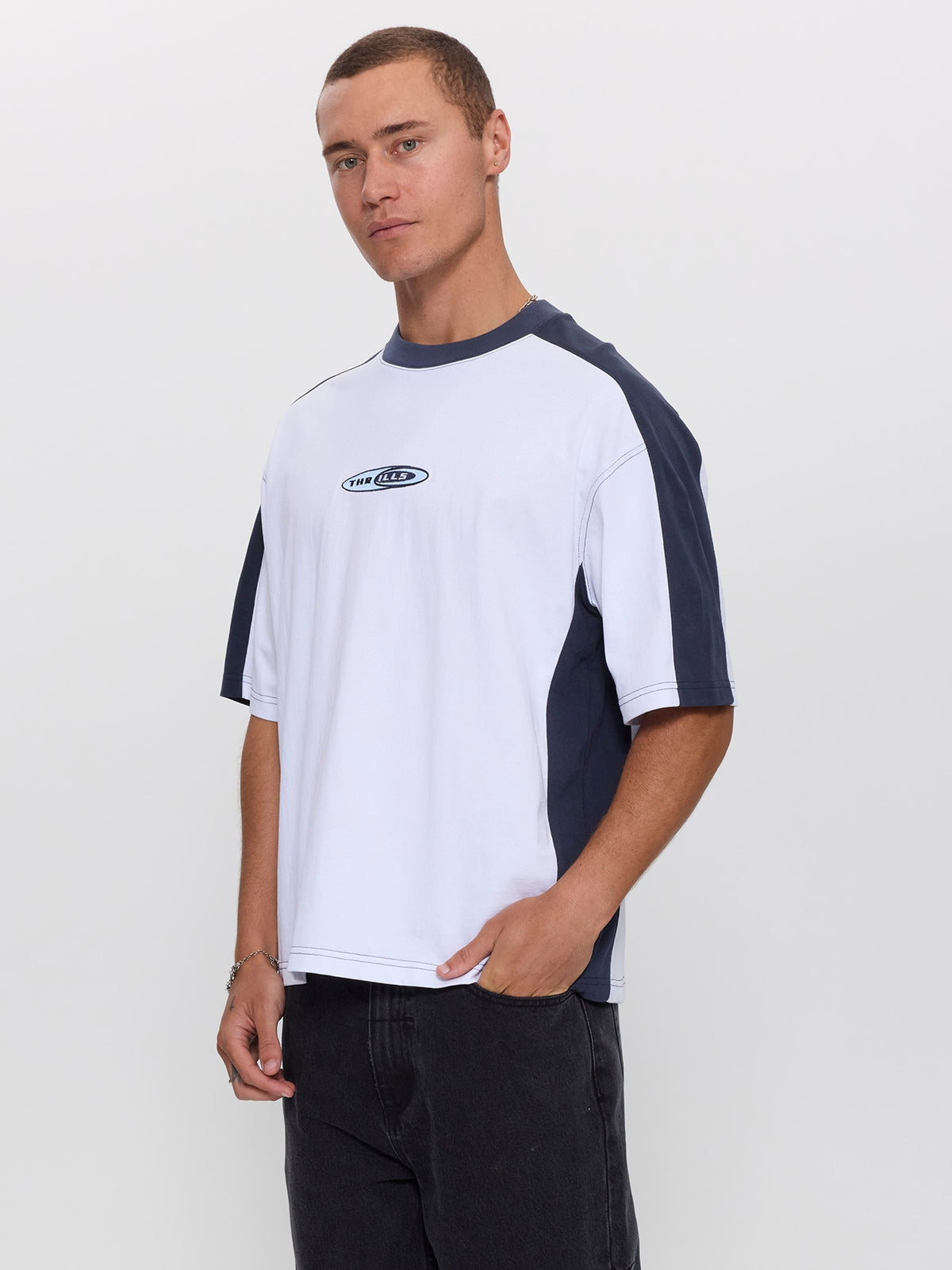 Mad Dogs Box Crop Panel Tee - White XS