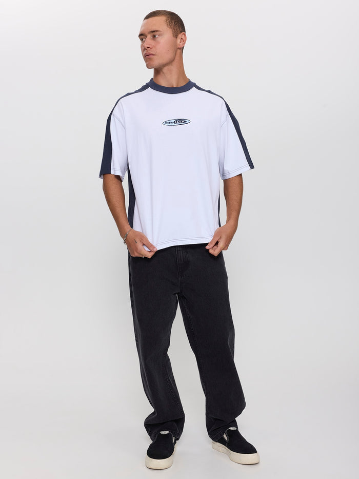 Mad Dogs Box Crop Panel Tee - White XS