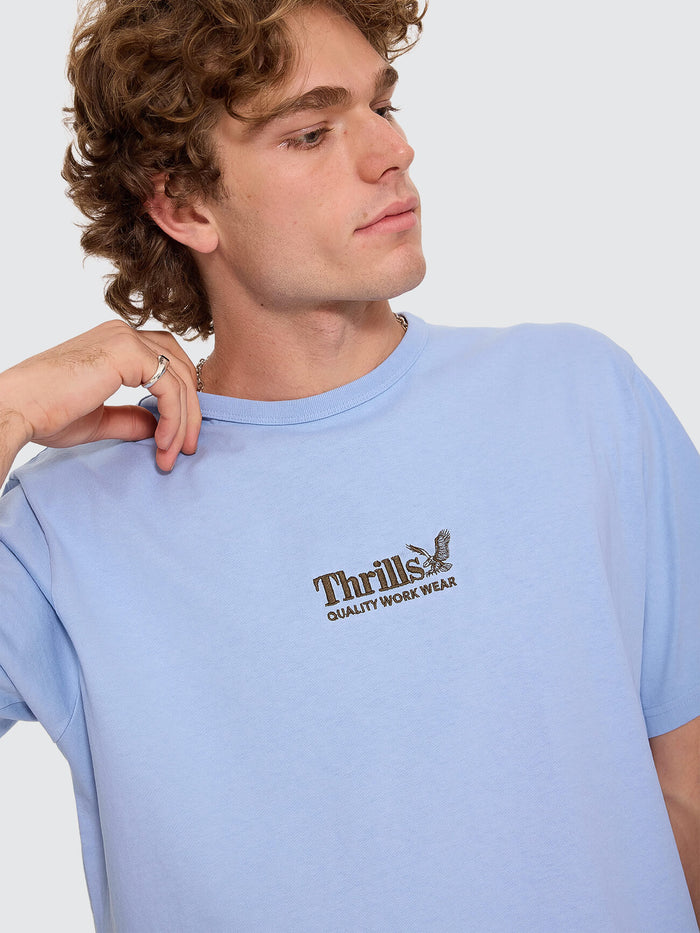 Thrills Workwear Embro Merch Fit Tee - Placid Blue XS