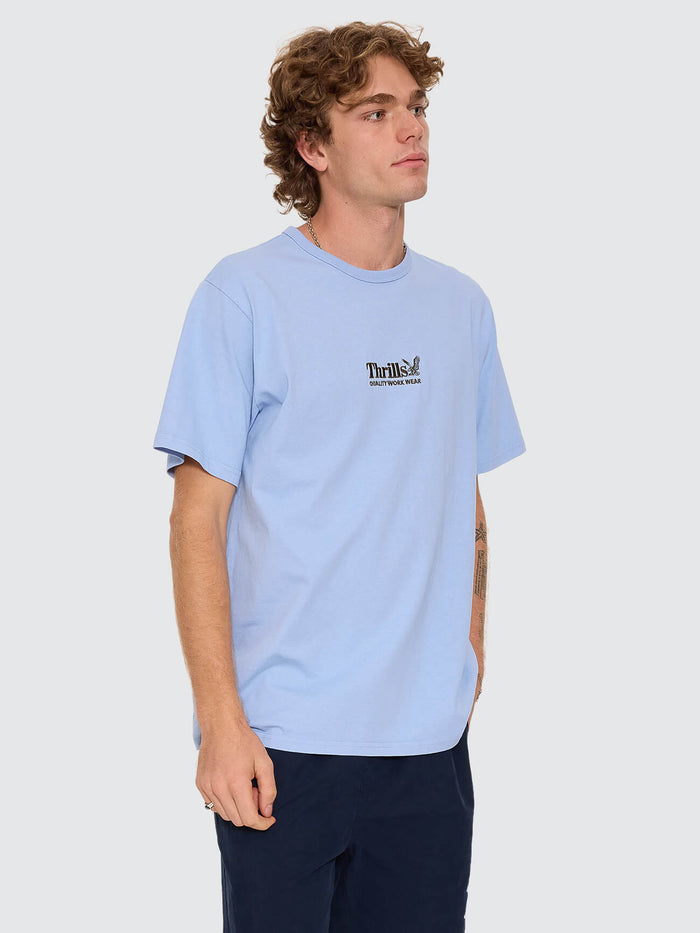 Thrills Workwear Embro Merch Fit Tee - Placid Blue XS