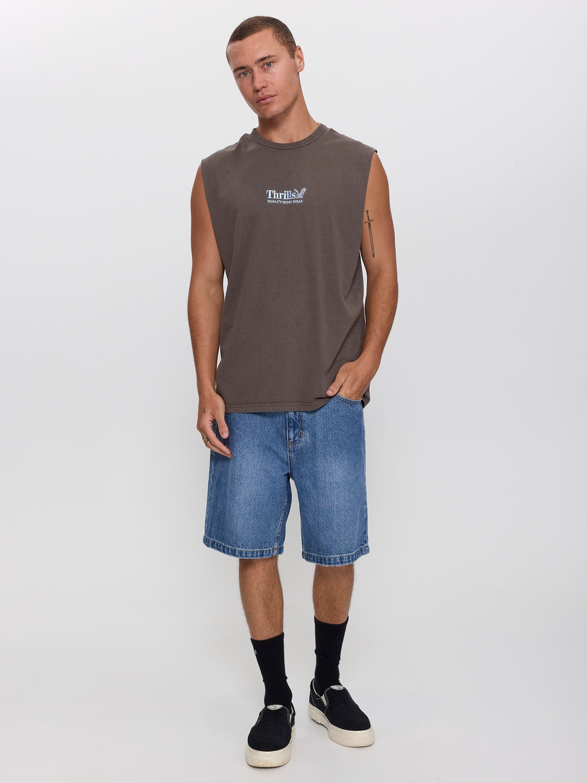 Thrills Workwear Embro Merch Fit Muscle Tee - Bungee Cord XS