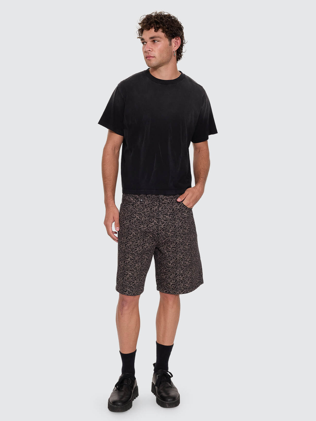 Natural Occurrence Merch Fit Cropped Tee - Dark Faded Splatter Black XS