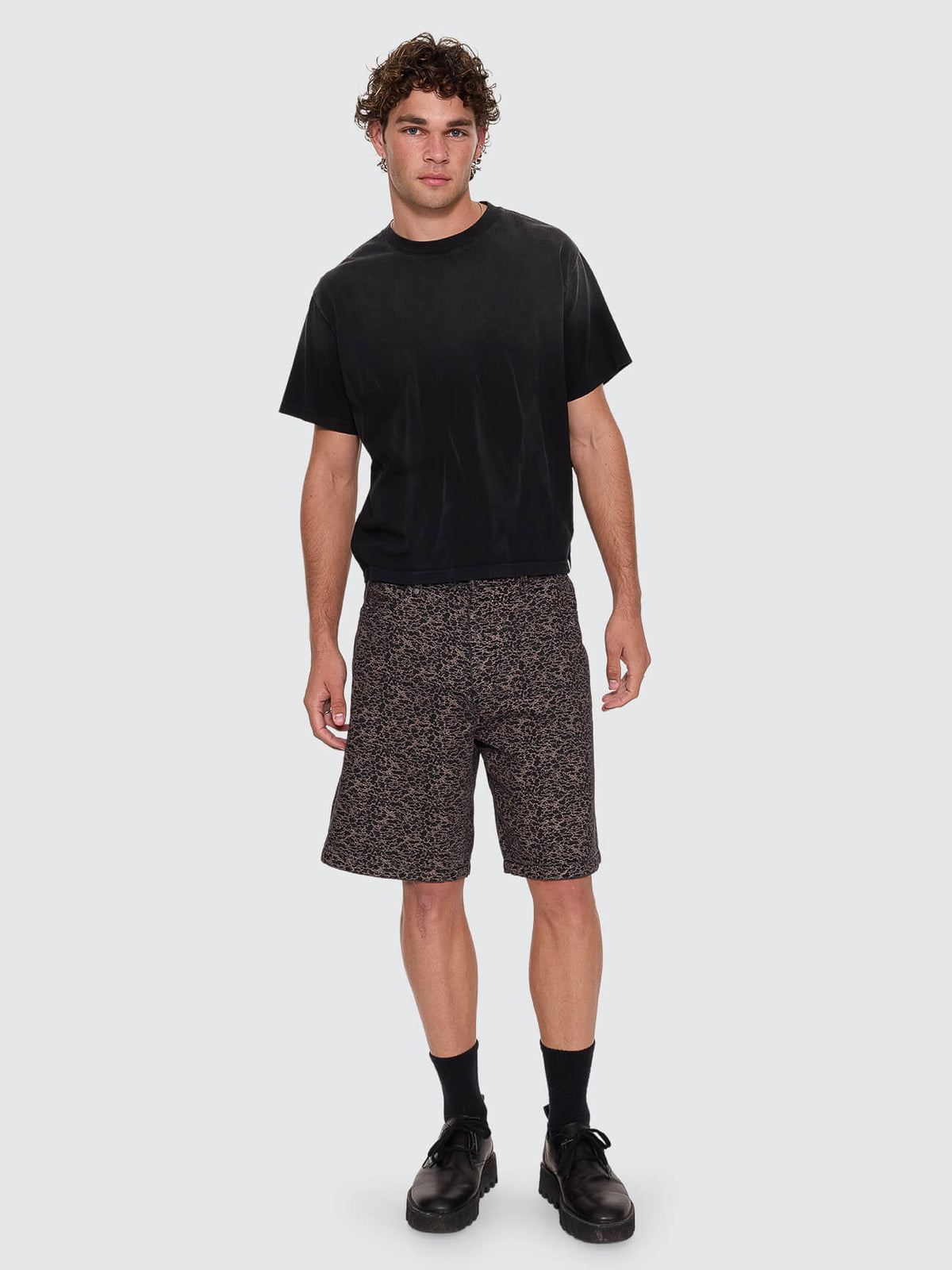 Natural Occurrence Merch Fit Cropped Tee - Dark Faded Splatter Black XS