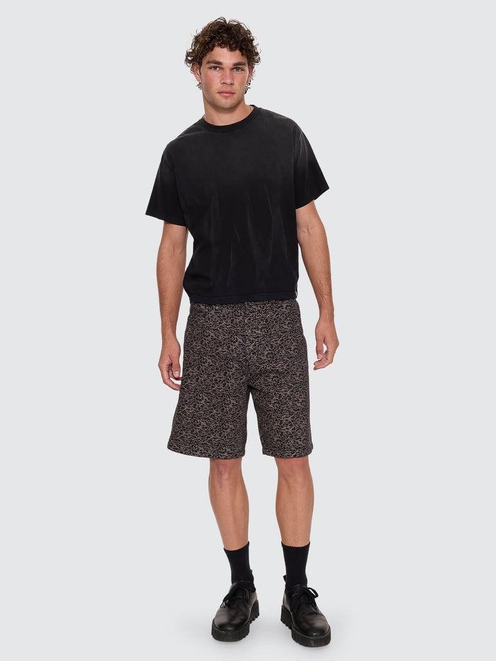 Natural Occurrence Merch Fit Cropped Tee - Dark Faded Splatter Black XS