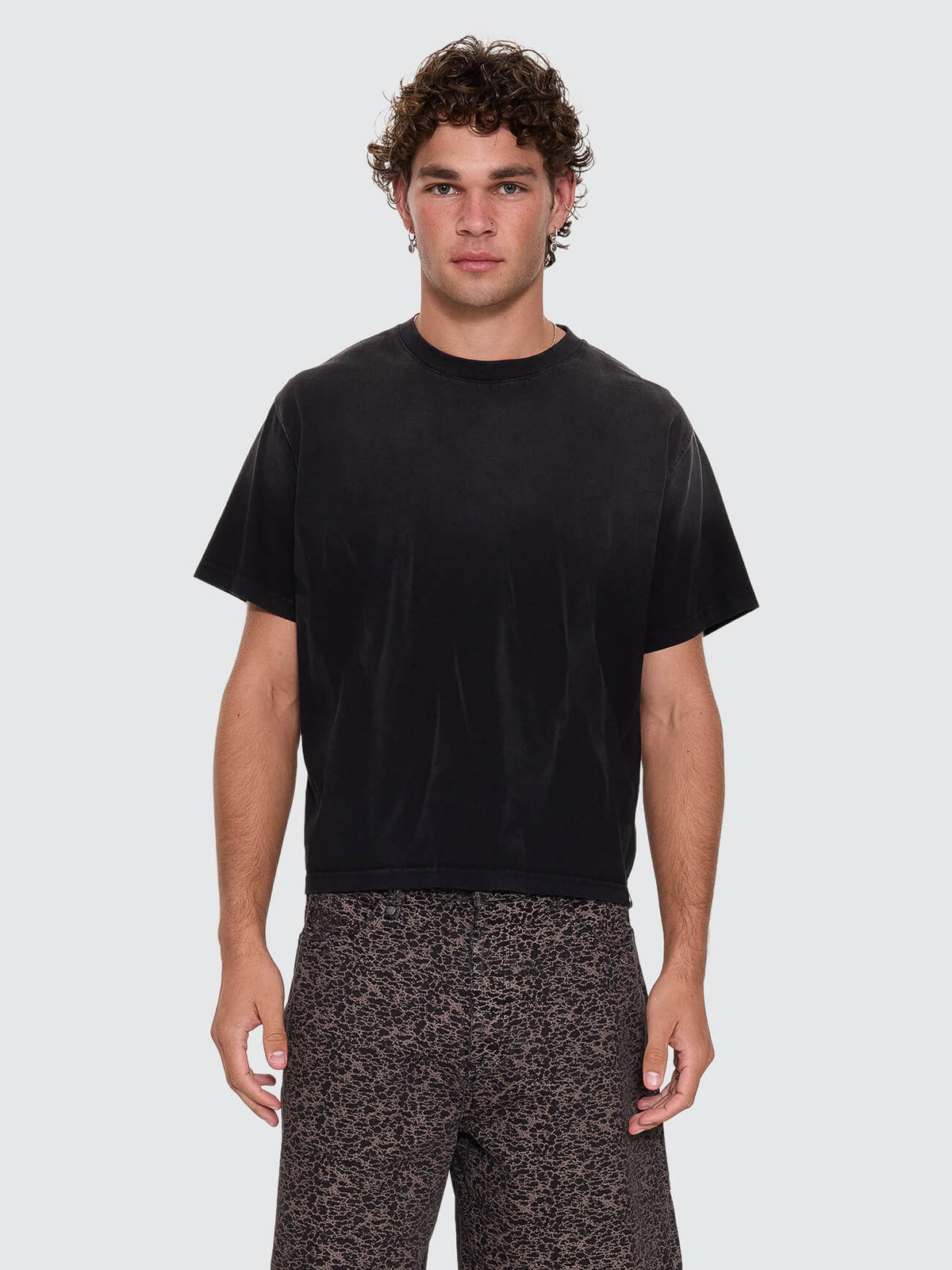 Natural Occurrence Merch Fit Cropped Tee - Dark Faded Splatter Black XS